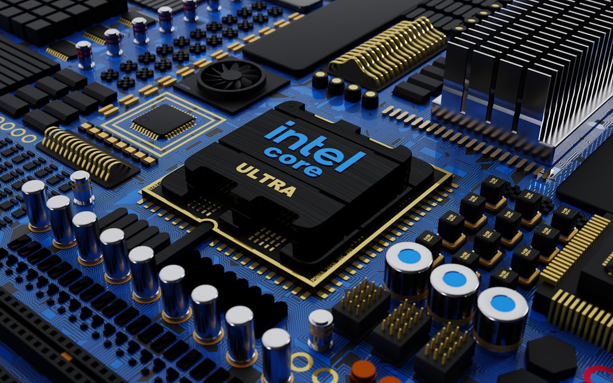 Intel Core processor mounted on a computer motherboard