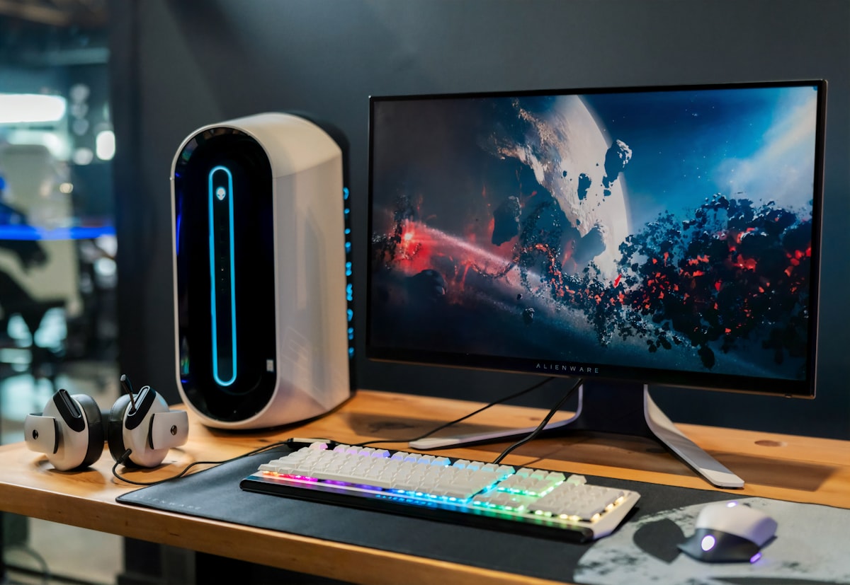 Dell desktop computer and monitor workstation setup